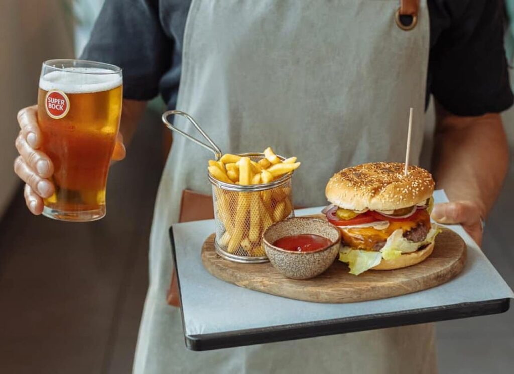 Twin fin burger and fries
